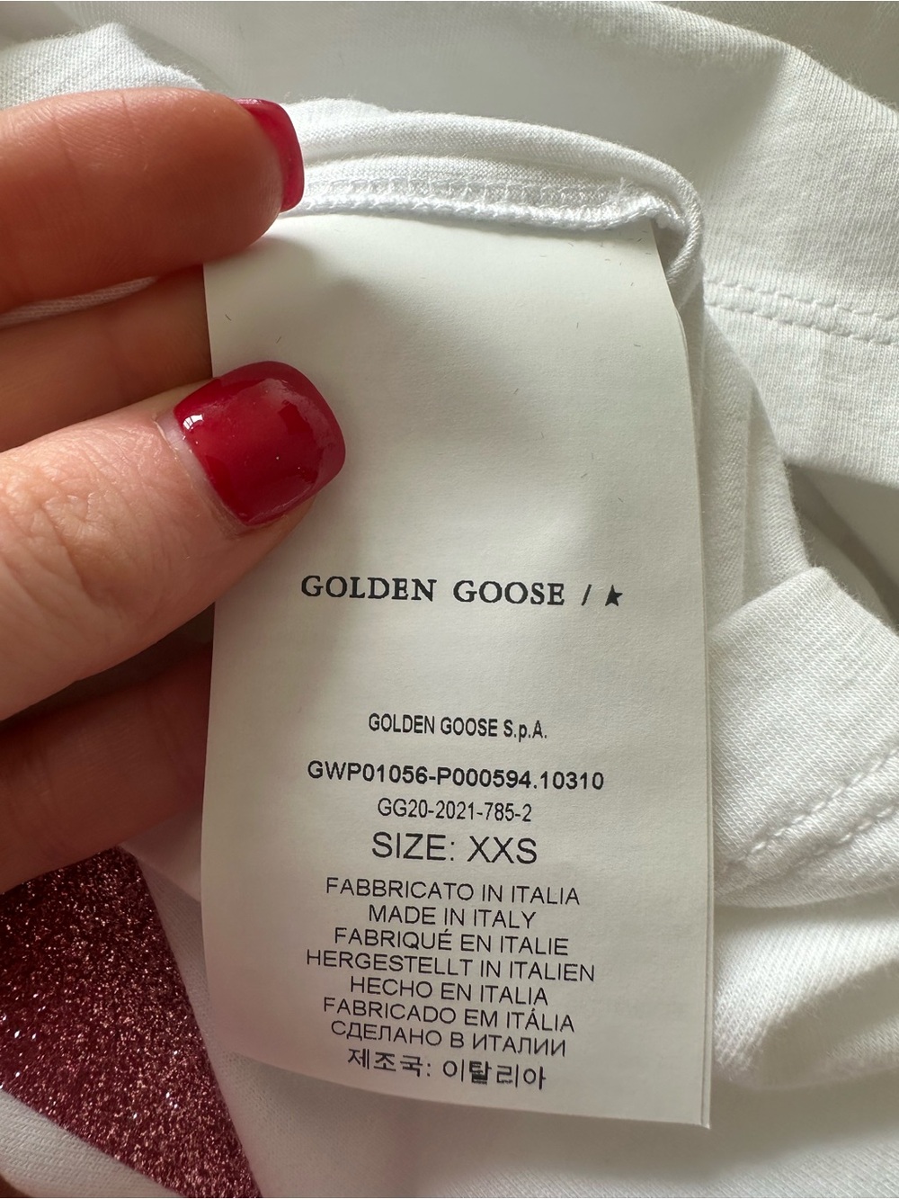 Golden Goose White Tee with Pink Star Logo - Picture 5 of 5